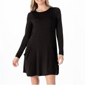 Betabrand Black Modal Silk Jersey Sweatershirt Travel dress